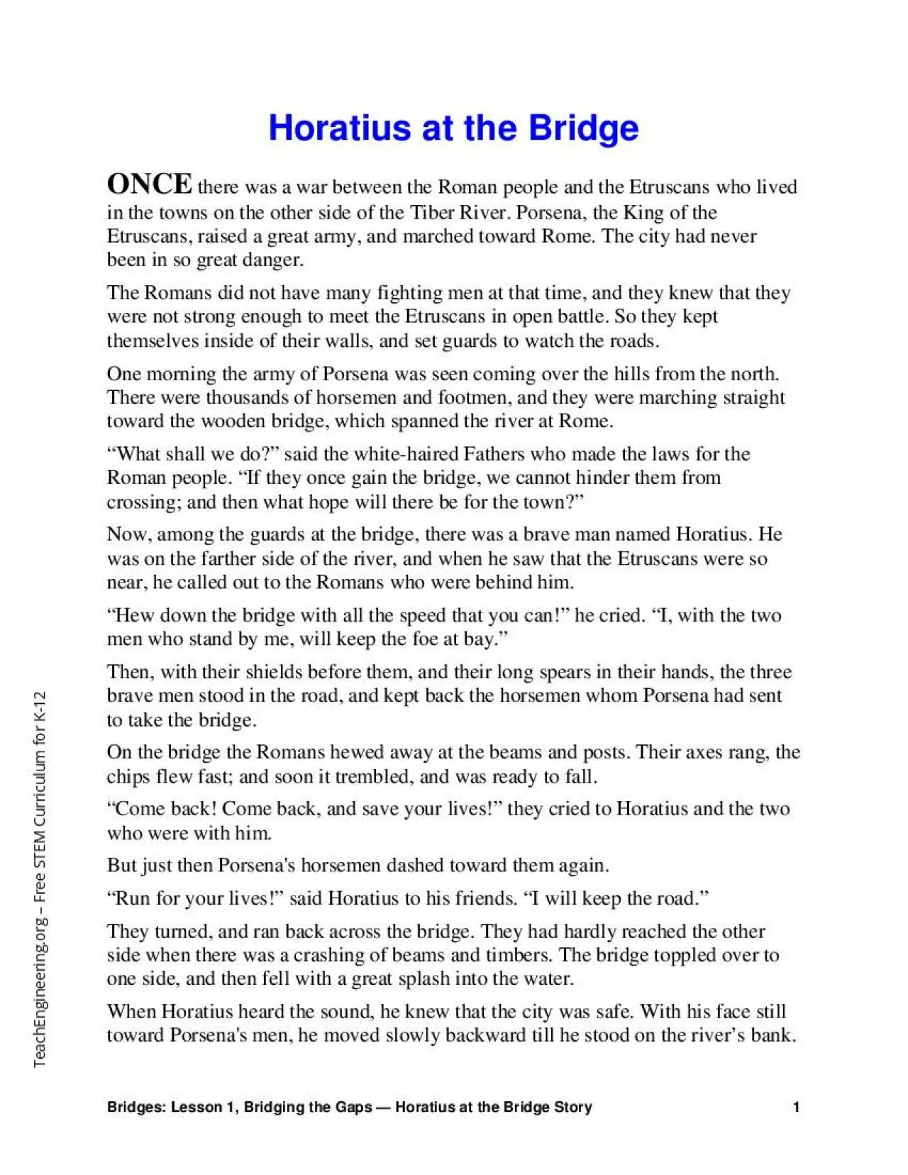 PDF-Bridges Lesson 1 Bridging the Gaps 151 Horatius at the Bridge Story 2