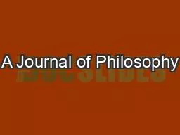 A Journal of Philosophy