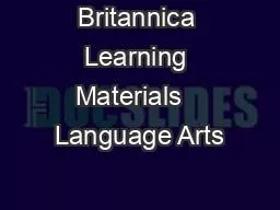 Britannica Learning Materials   Language Arts