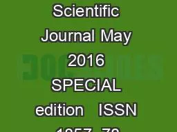 European Scientific Journal May 2016 SPECIAL edition   ISSN 1857  78