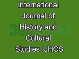 International Journal of History and Cultural Studies IJHCS