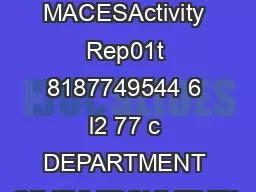 MACESActivity Rep01t 8187749544 6 l2 77 c DEPARTMENT OF ENVIRONMENTA