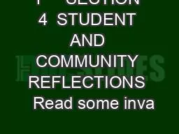 1     SECTION 4  STUDENT AND COMMUNITY REFLECTIONS   Read some inva
