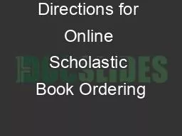 Directions for Online Scholastic Book Ordering