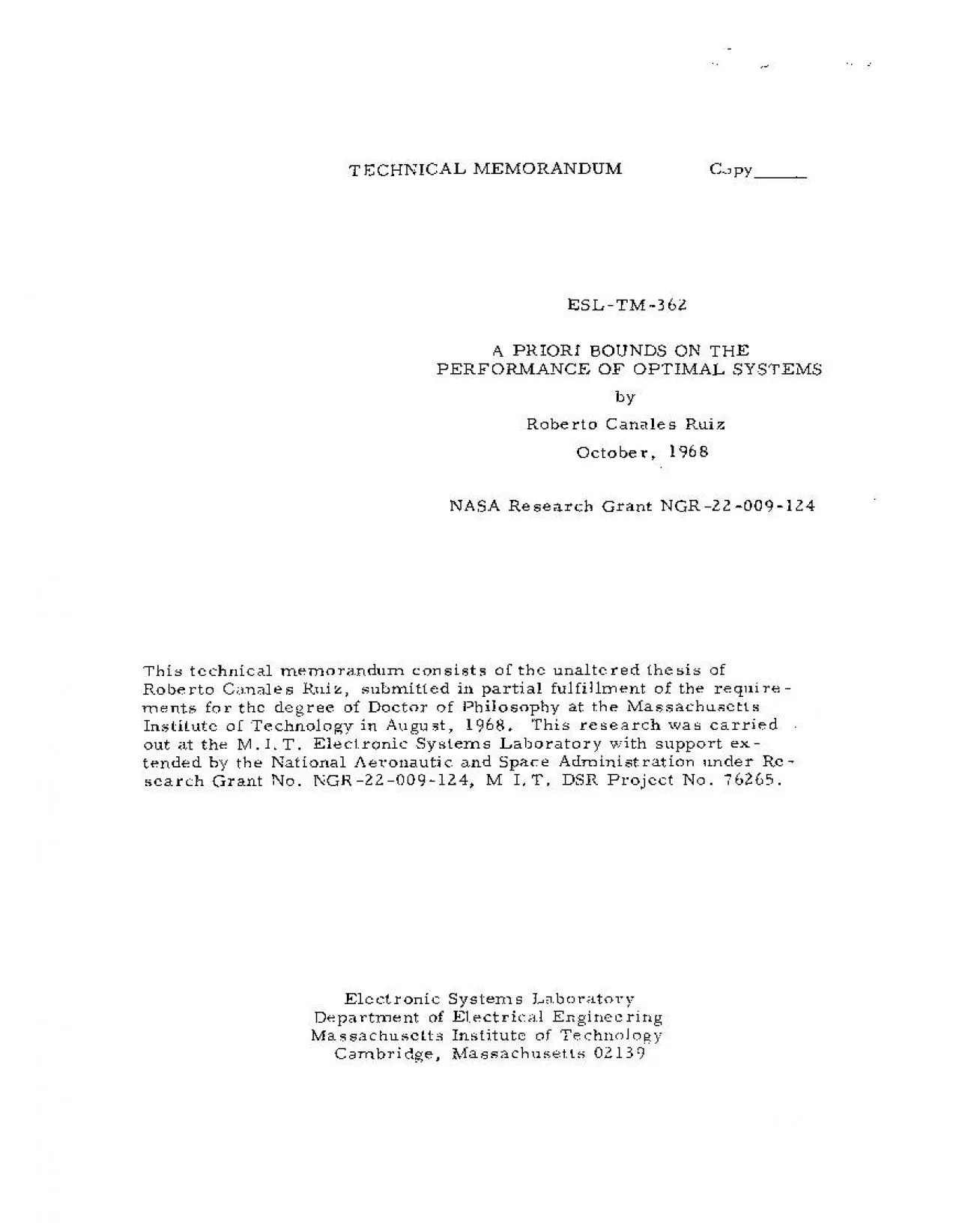 PDF-TECHNICAL MEMORANDUM CopyESLTM362A PRIORI BOUNDS ON THEPERFORMANCE O