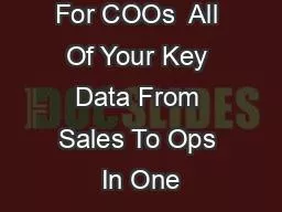 BI Dashboard For COOs  All Of Your Key Data From Sales To Ops In One