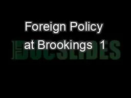 Foreign Policy at Brookings  1