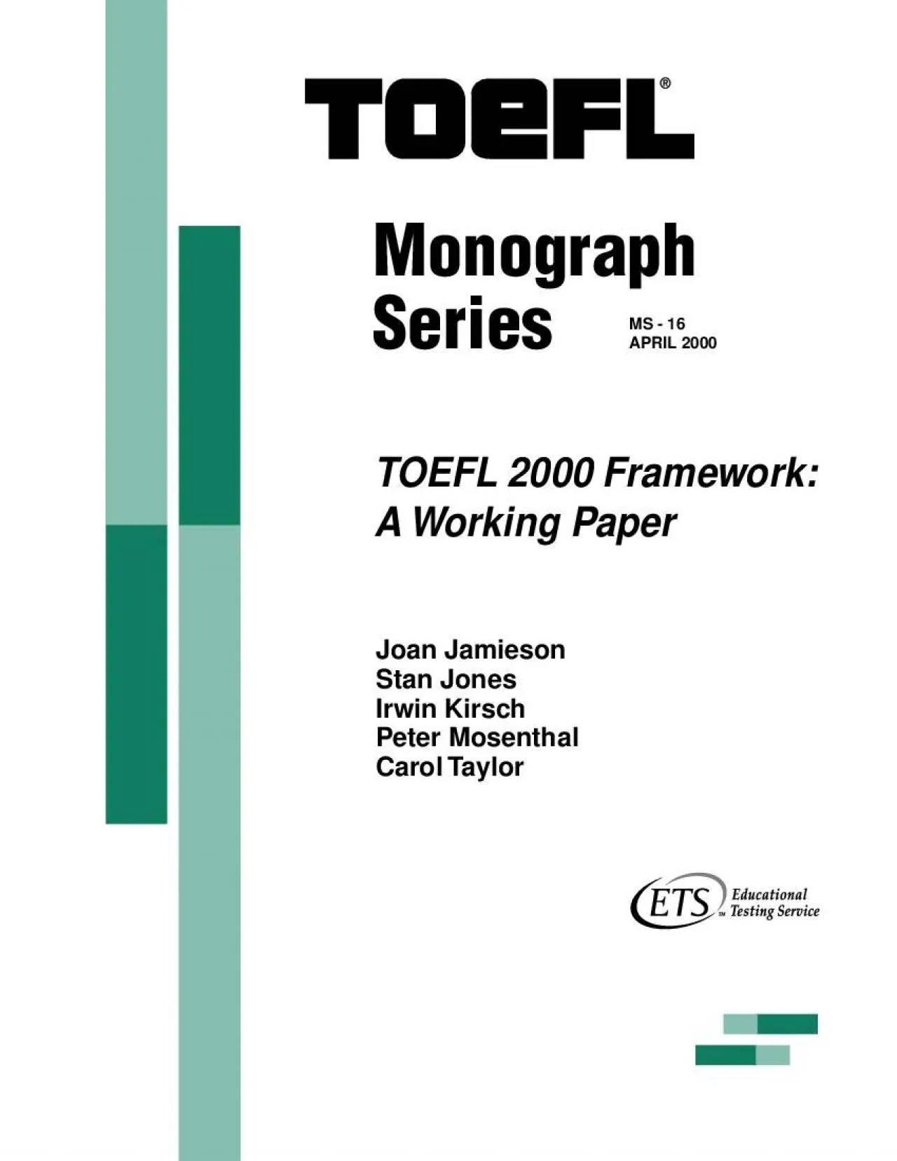 PDF-The TOEFL Monograph Series features commissioned papers and reports f