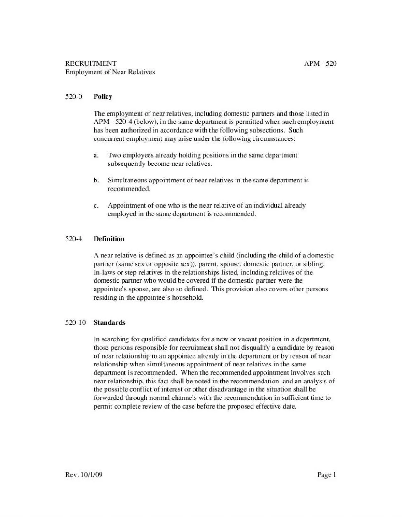 PDF-RECRUITMENTAPM 520Employment of Near RelativesRev 10109Page 1The e