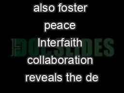 right but we also foster peace Interfaith collaboration reveals the de