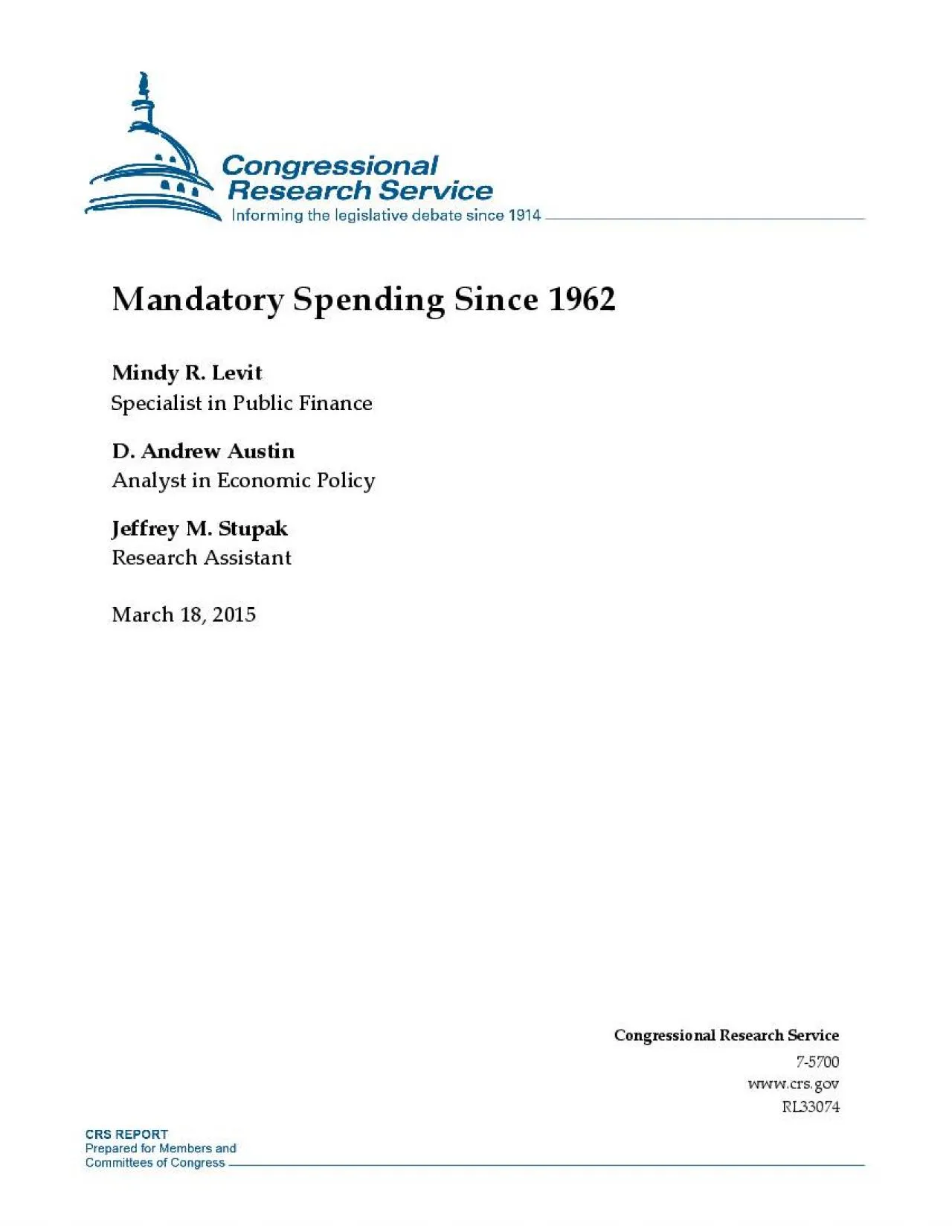 PDF-Mandatory Spending Since 1962 Mindy R Levit Specialist in Public Finan