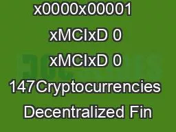 x0000x00001  xMCIxD 0 xMCIxD 0 147Cryptocurrencies Decentralized Fin