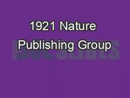 1921 Nature Publishing Group