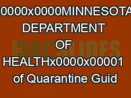 x0000x0000MINNESOTA DEPARTMENT OF HEALTHx0000x00001 of Quarantine Guid