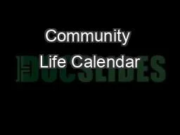 Community Life Calendar