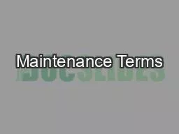 Maintenance Terms