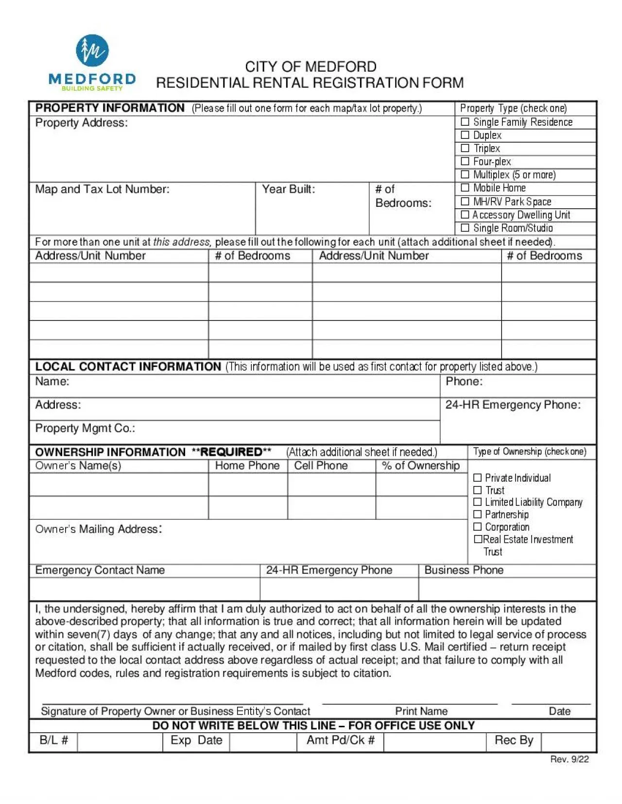 PDF-CITY OF MEDFORD RESIDENTIAL RENTAL REGISTRATION FORMPROPERTY INFORMATI