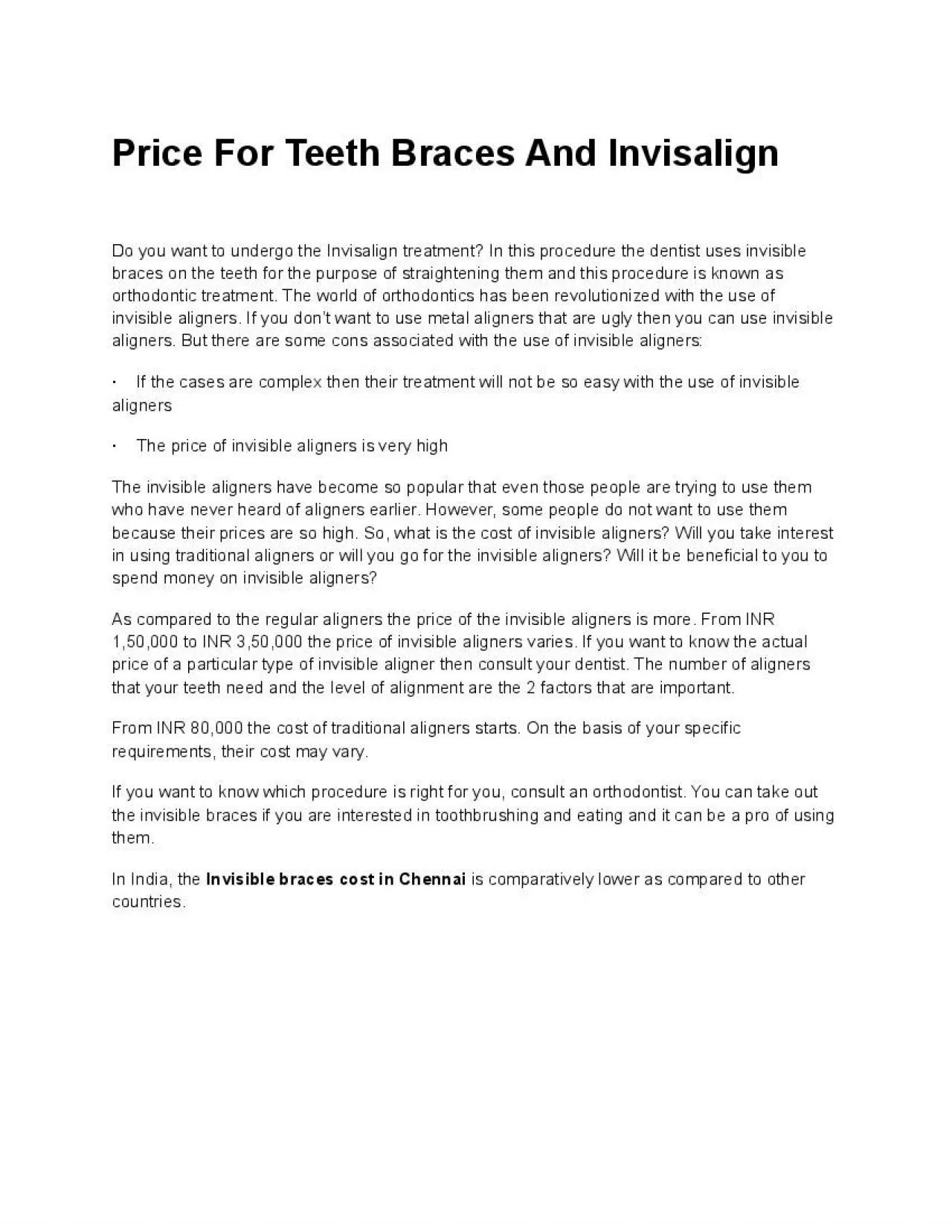 PDF-Price For Teeth Braces And Invisalign