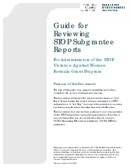 Guide forReviewing STOP Subgrantee ReportsFor Administrators of the ST