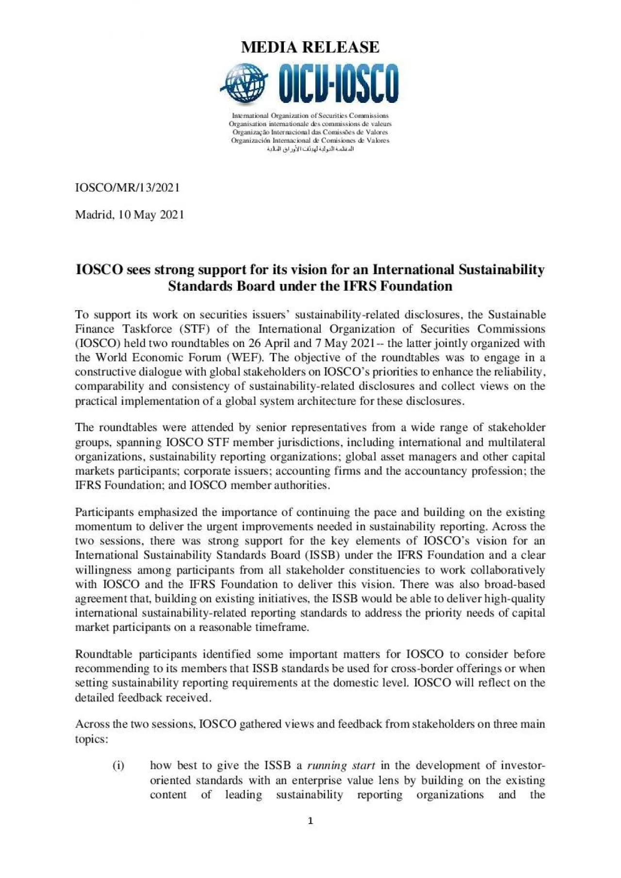 PDF-x0000x0000MEDIA RELEASE International Organization of Se