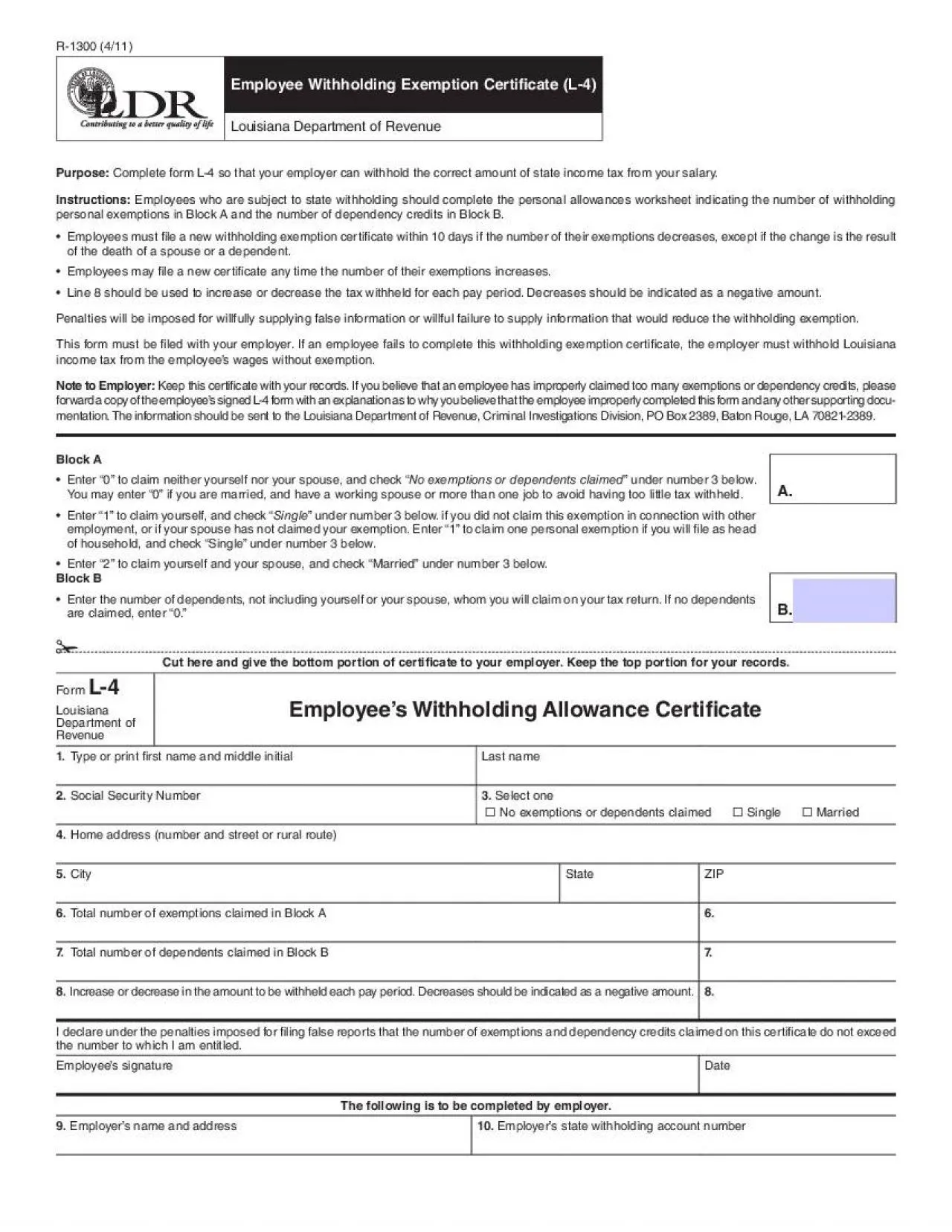 PDF-Purpose Complete form L4 so that your employer can withhold the corre