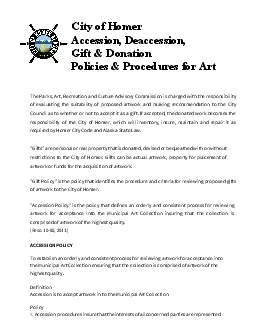 City of HomerAccession Deaccession Gift  DonationPolicies  Procedures