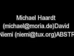 Michael Haardt (michael@moria.de)David C. Niemi (niemi@tux.org)ABSTRAC