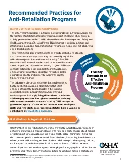Recommended Practices for AntiRetaliation ProgramsHow to Use These Re