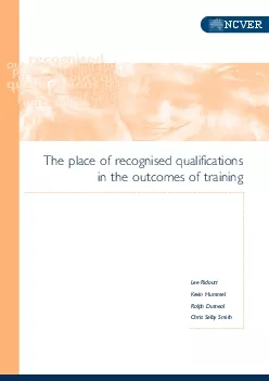 The place of recognised qualificationsin the outcomes of training
