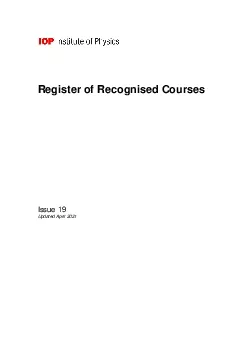 Register of Recognised Courses