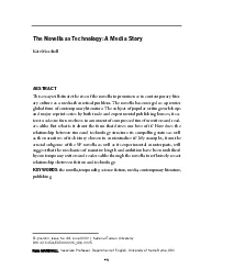 The Novella as Technology A Media Story Kate MarshallThis essay will s