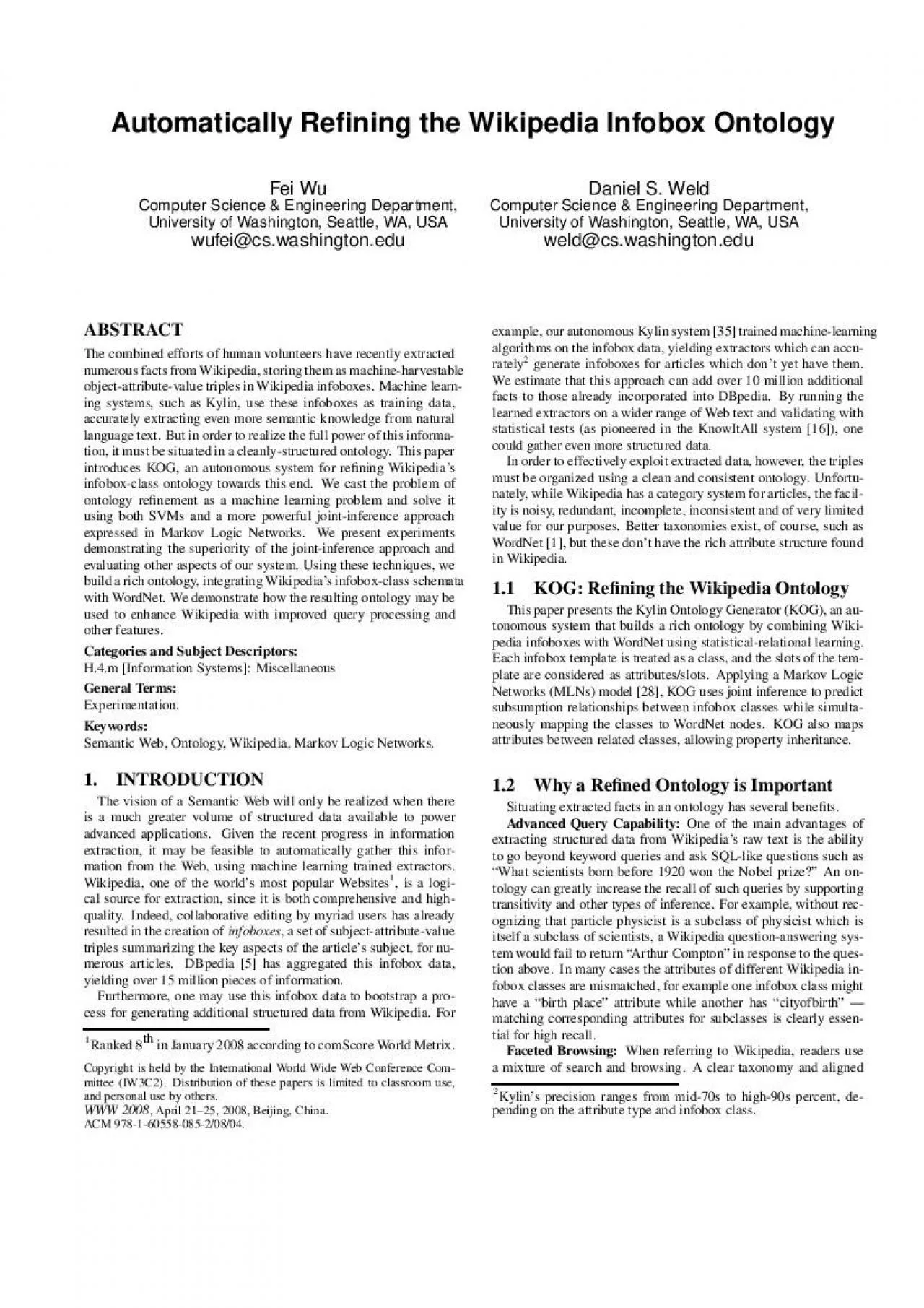 PDF-AutomaticallyReningtheWikipediaInfoboxOntologyFeiWuComputerScienceEngi