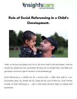 Role of Social Referencing in a Child’s Development.