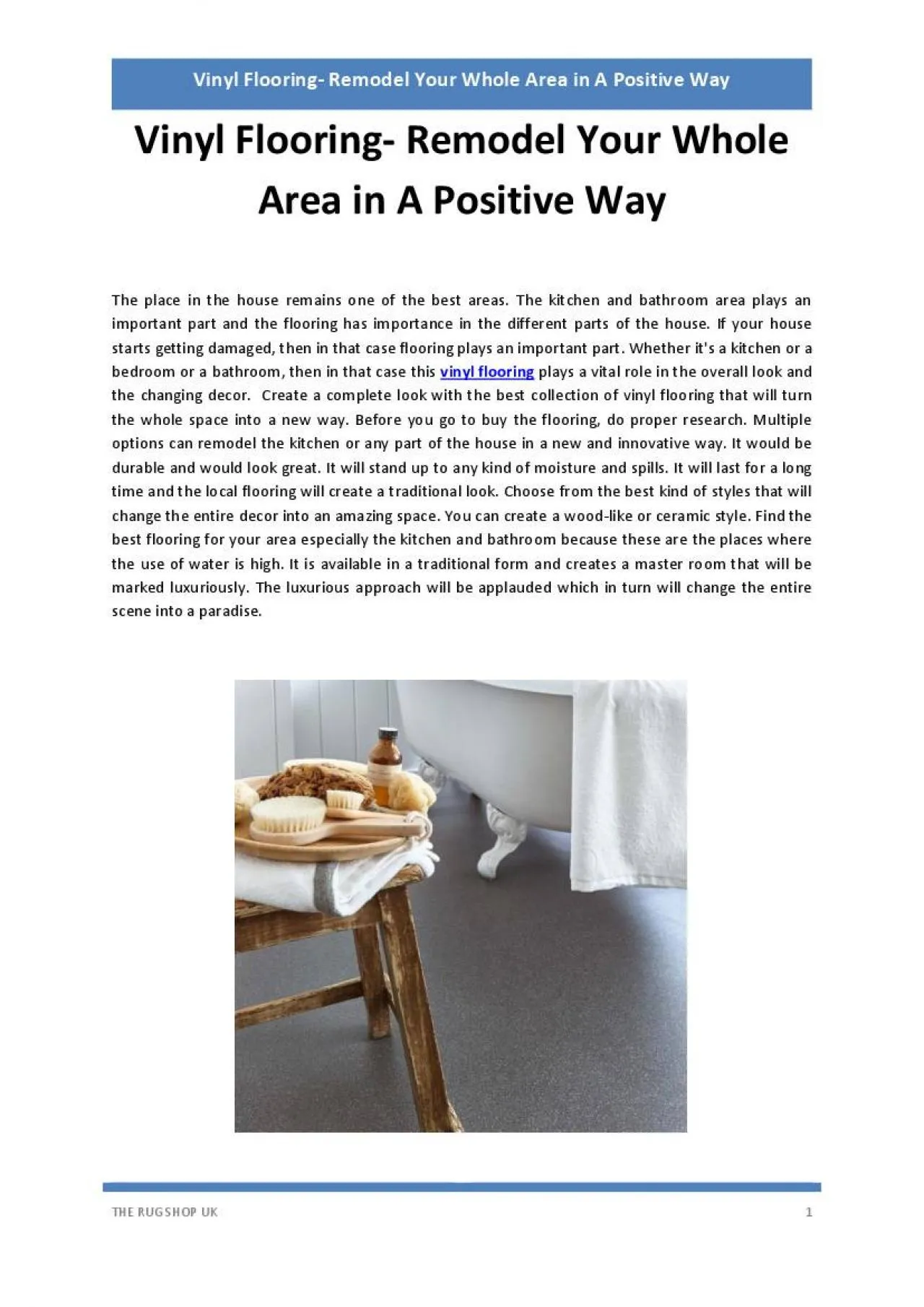 PDF-Vinyl Flooring- Remodel Your Whole Area in A Positive Way