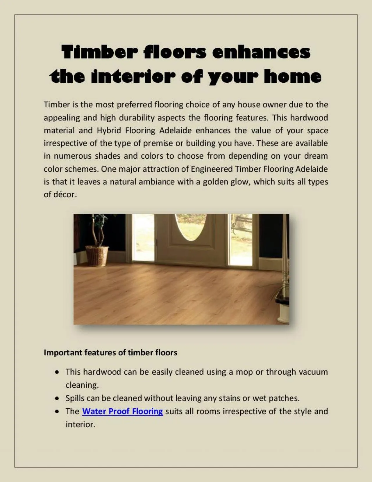 PDF-Timber floors enhances the interior of your home