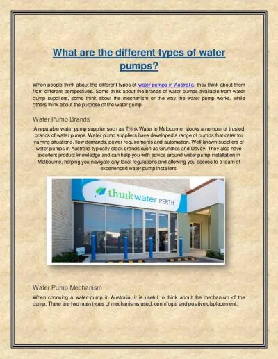 What are the different types of water pumps?