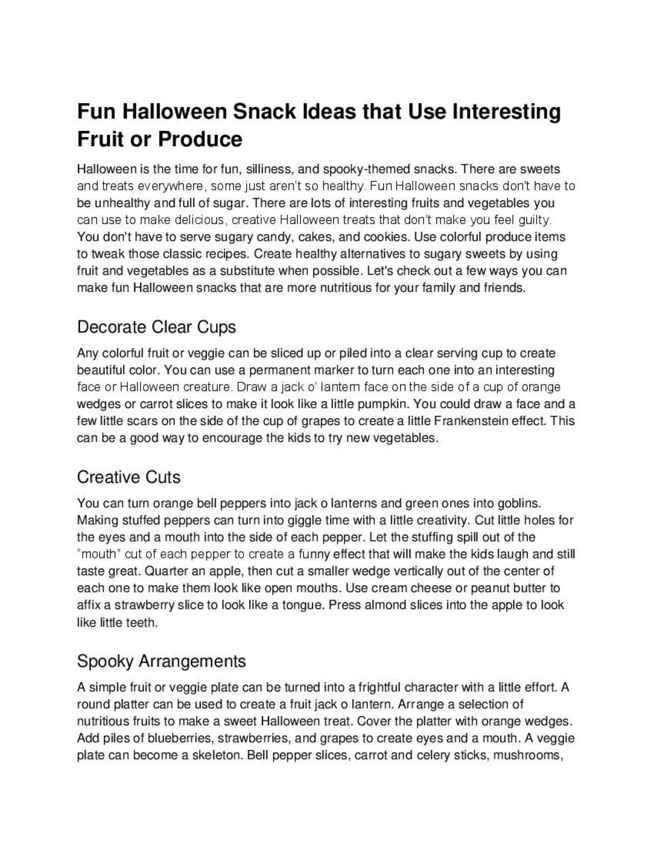 PDF-Fun Halloween Snack Ideas that Use Interesting Fruit or Produce