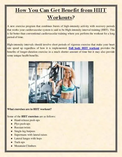 How You Can Get Benefit from HIIT Workouts?