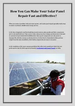 How You Can Make Your Solar Panel Repair Fast and Effective?
