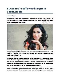 First Female Bollywood Singer in Saudi Arabia