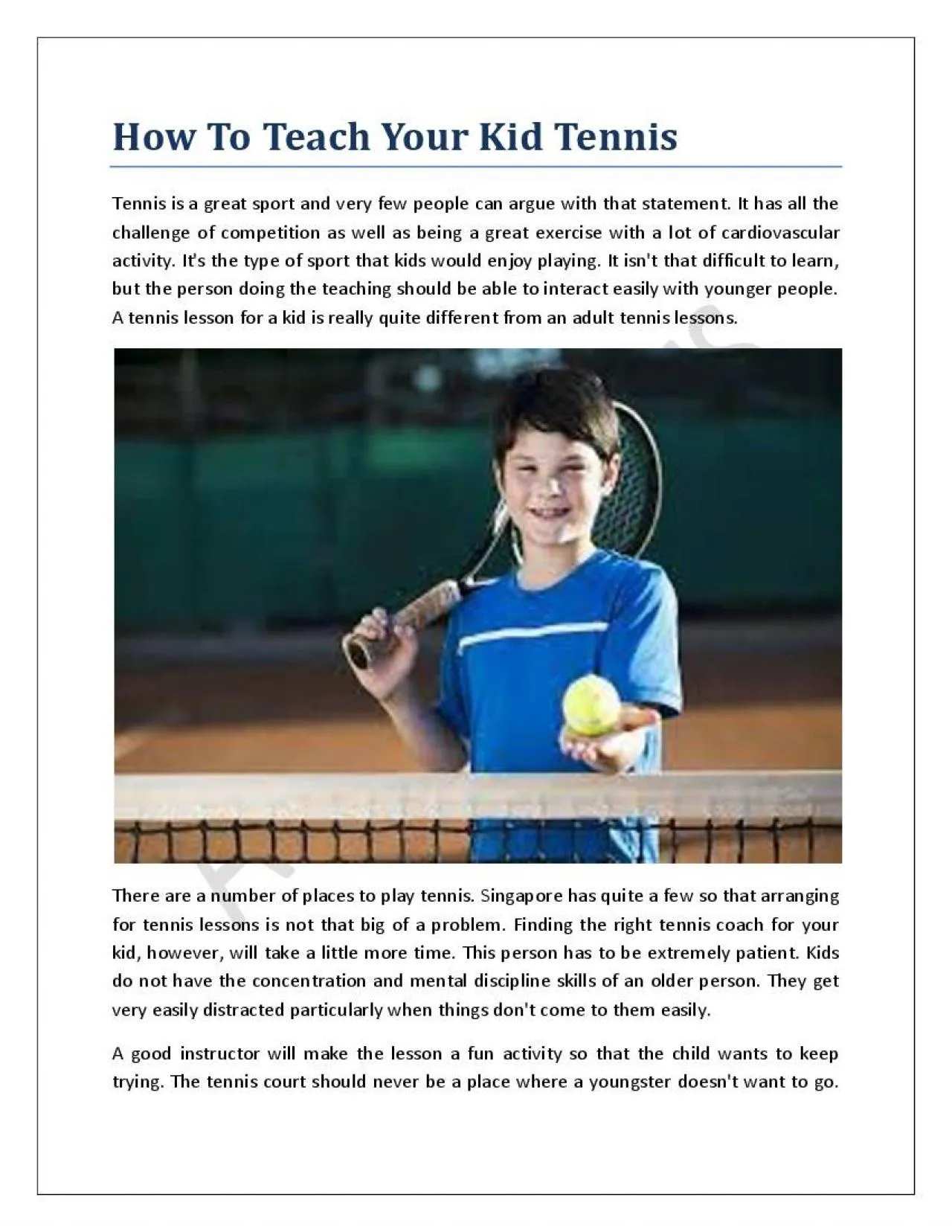 PDF-How To Teach Your Kid Tennis