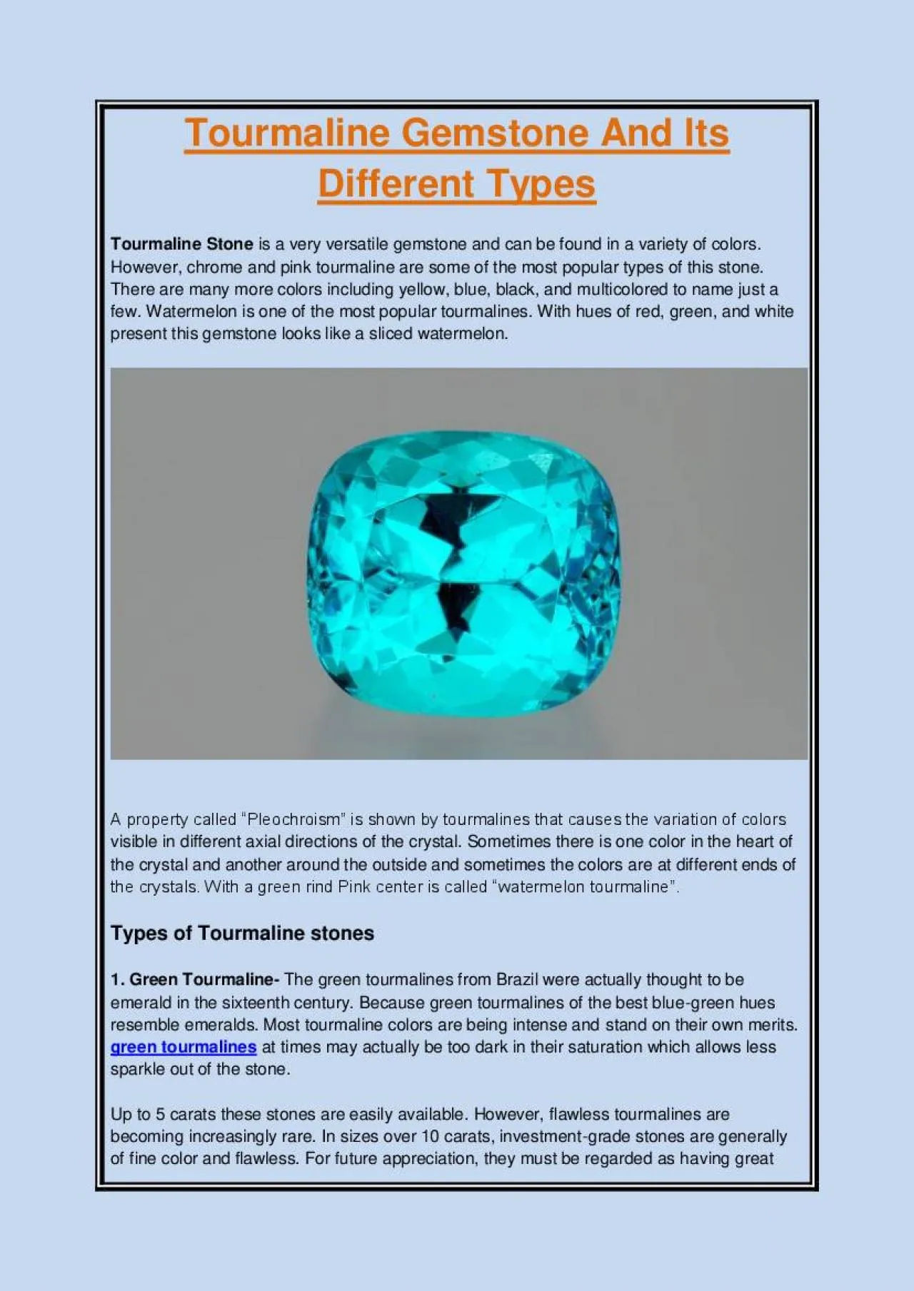 PDF-Tourmaline Gemstone And Its Different Types