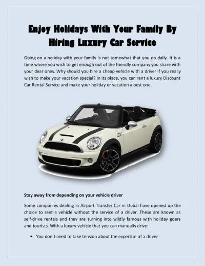 Enjoy Holidays With Your Family By Hiring Luxury Car Service