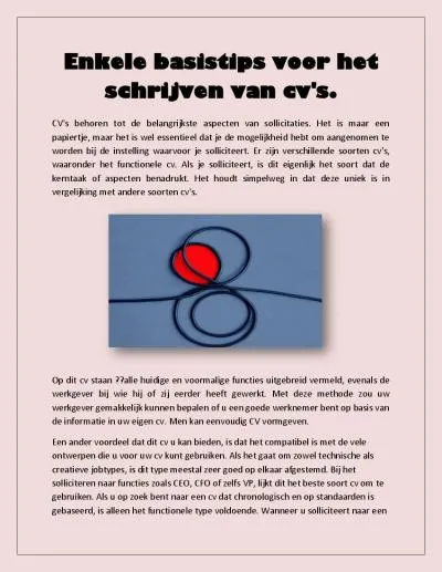 Enkele basistips voor het schrijven van cv\'s.