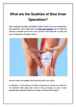What are the Qualities of Best Knee Specialists