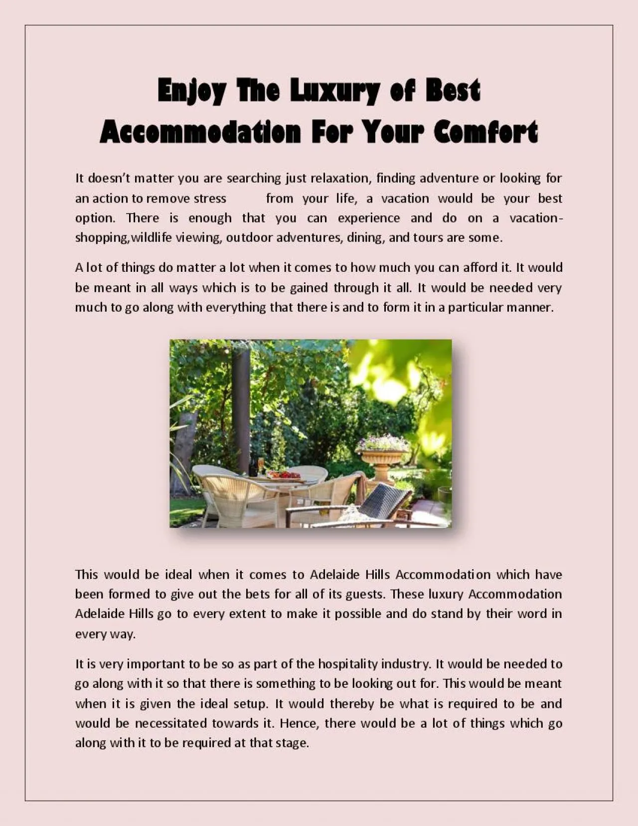 PDF-Enjoy The Luxury of Best Accommodation ForYour Comfort