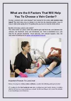 What are the 8 Factors That Will Help You To Choose a Vein Center