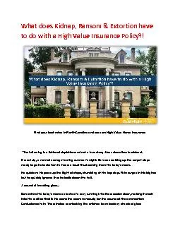 What does Kidnap, Ransom & Extortion have to do with a High Value Insurance Policy?!