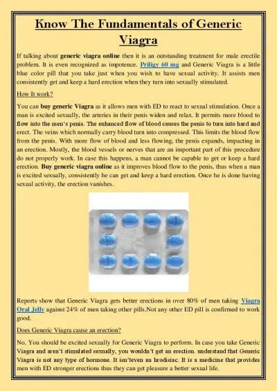 Know The Fundamentals of Generic Viagra