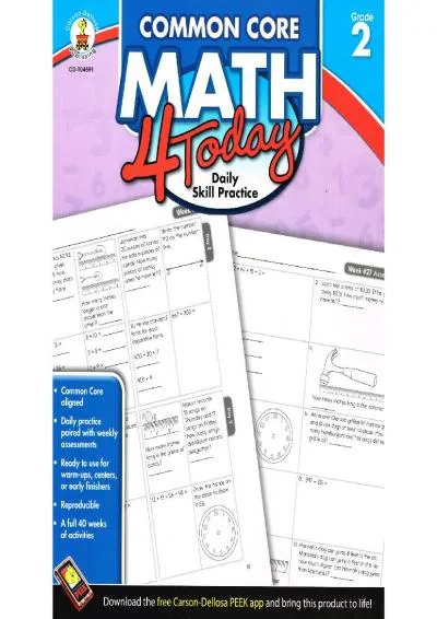 [EPUB] -  Carson Dellosa Common Core 4 Today Workbook, Math, Grade 2, 96 Pages (CDP104591)